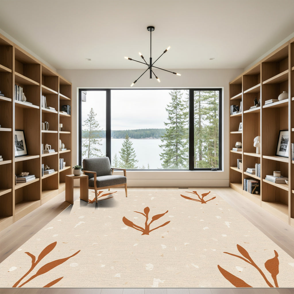 Terracotta Leaf Scatter Rug