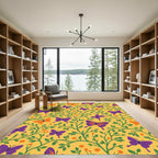 Vibrant Purple Orange Butterfly Garden Rug