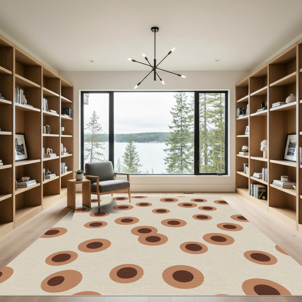 Brown and Beige Dot Composition Rug