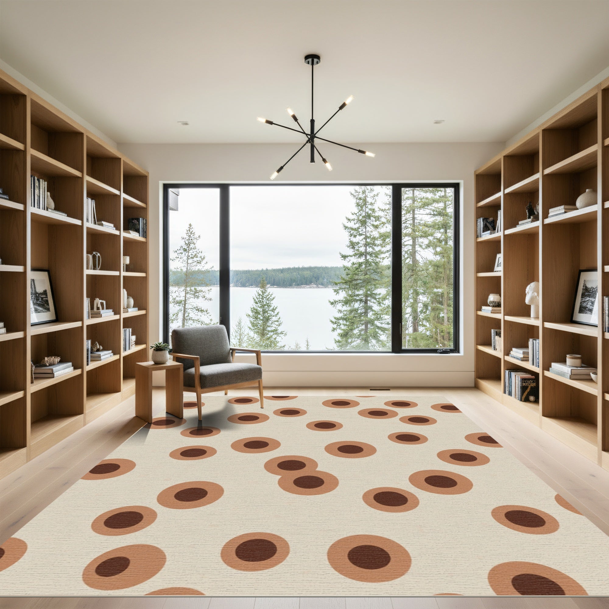 Brown and Beige Dot Composition Rug