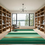 Emerald Graduated Lines Gold Accents Rug