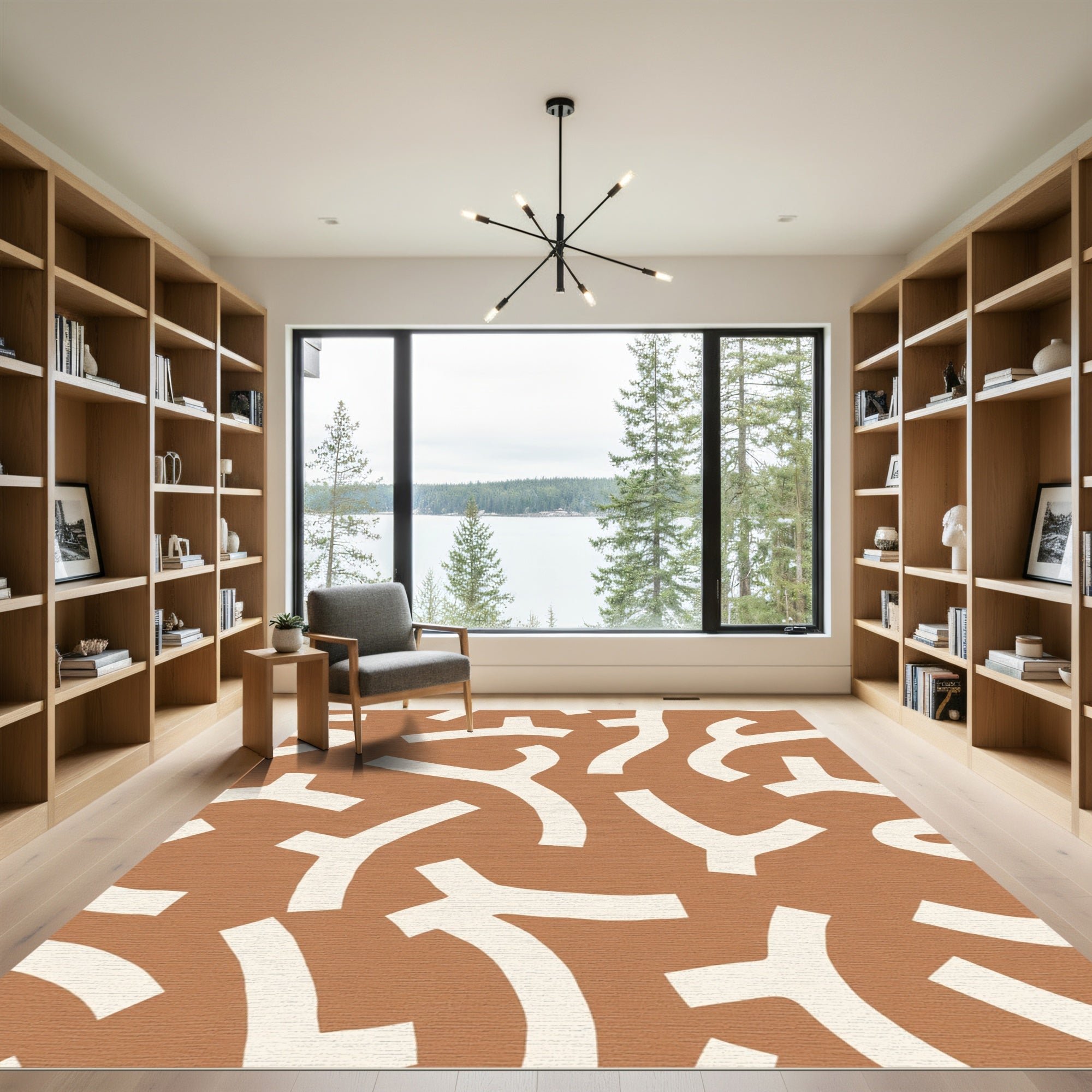 Terracotta Abstract Organic Shapes Rug