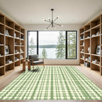 Green Ivory Checked Lattice Rug