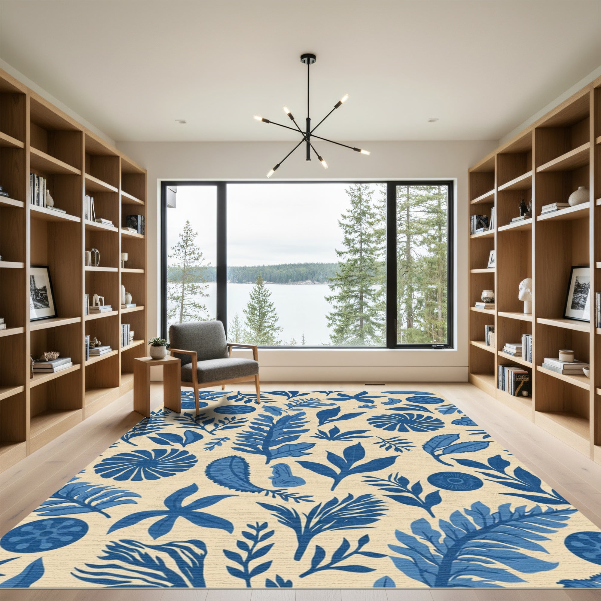 Classic Blue Botanical Garden Rug