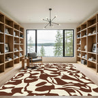 Brown Cream Abstract Amorphous Shapes Rug