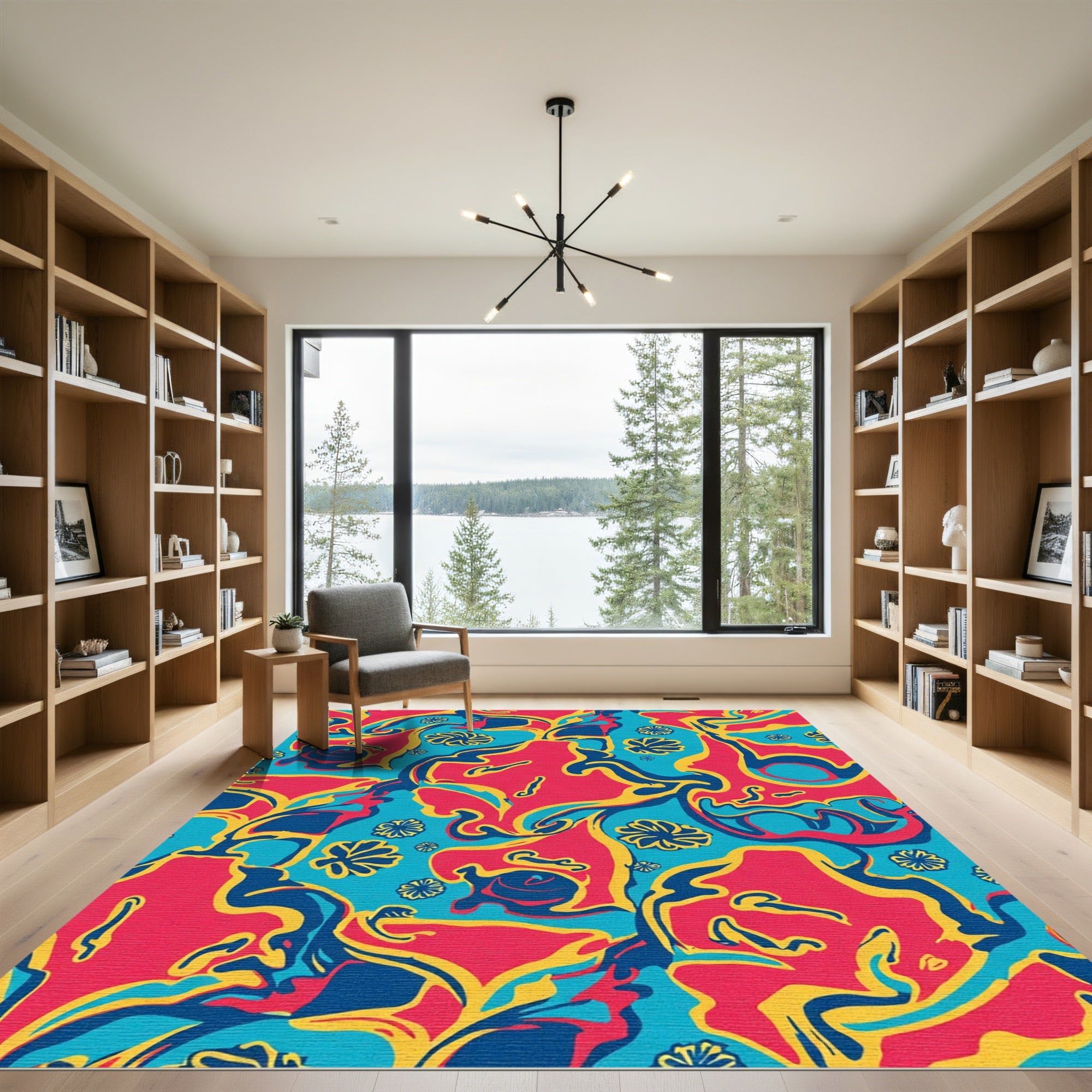 Groovy Swirl Floral Abstract Rug