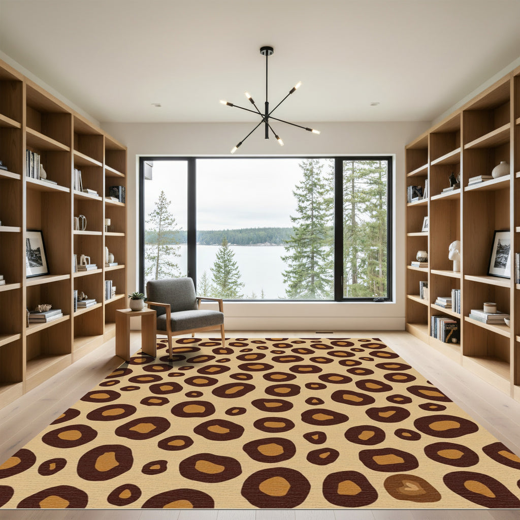 Brown Leopard Print Spots Rug