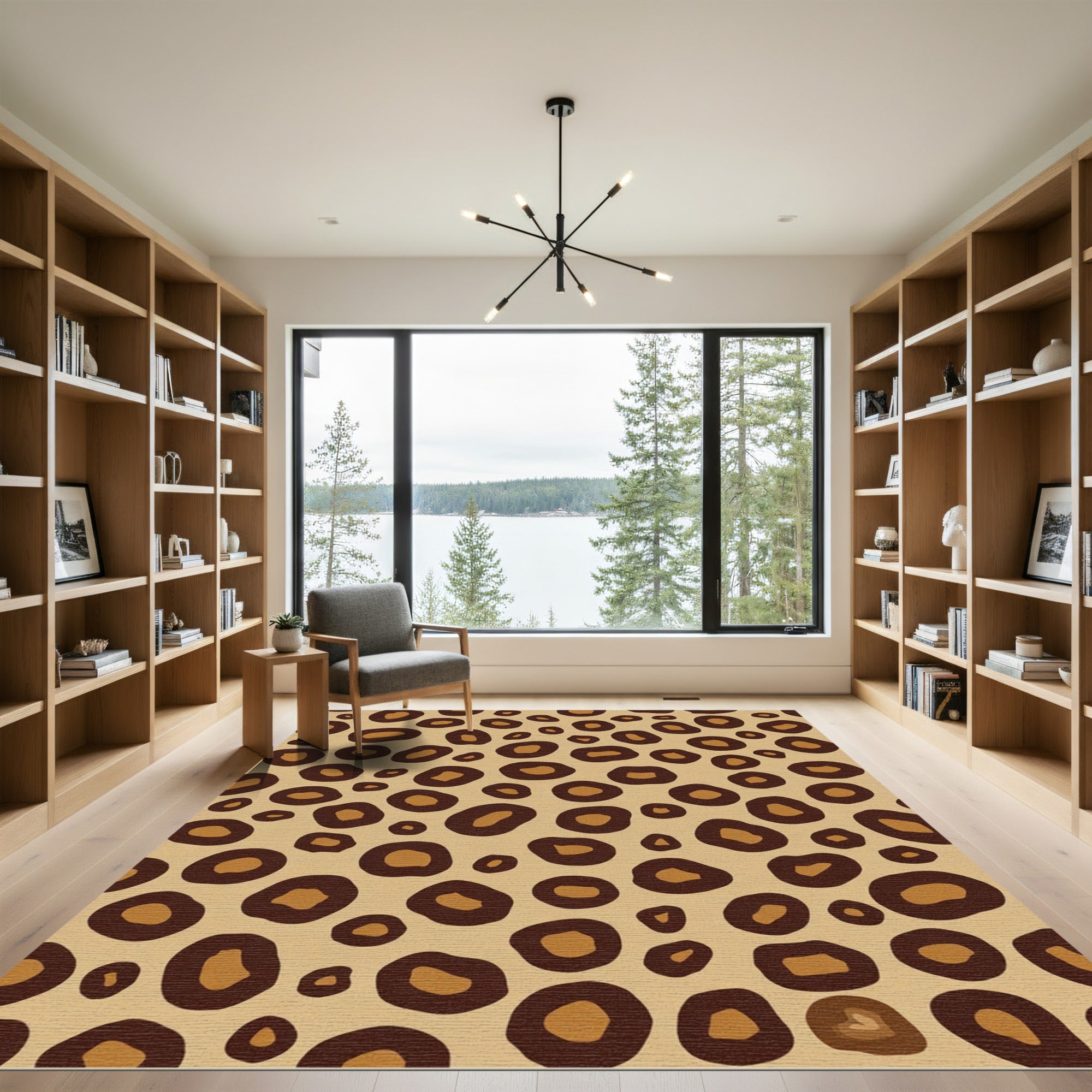 Brown Leopard Print Spots Rug