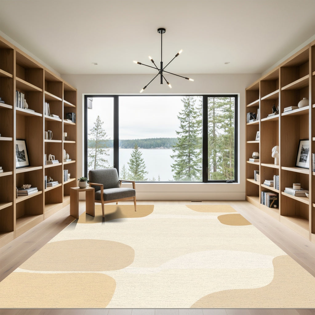Abstract Ochre Organic Shapes Rug