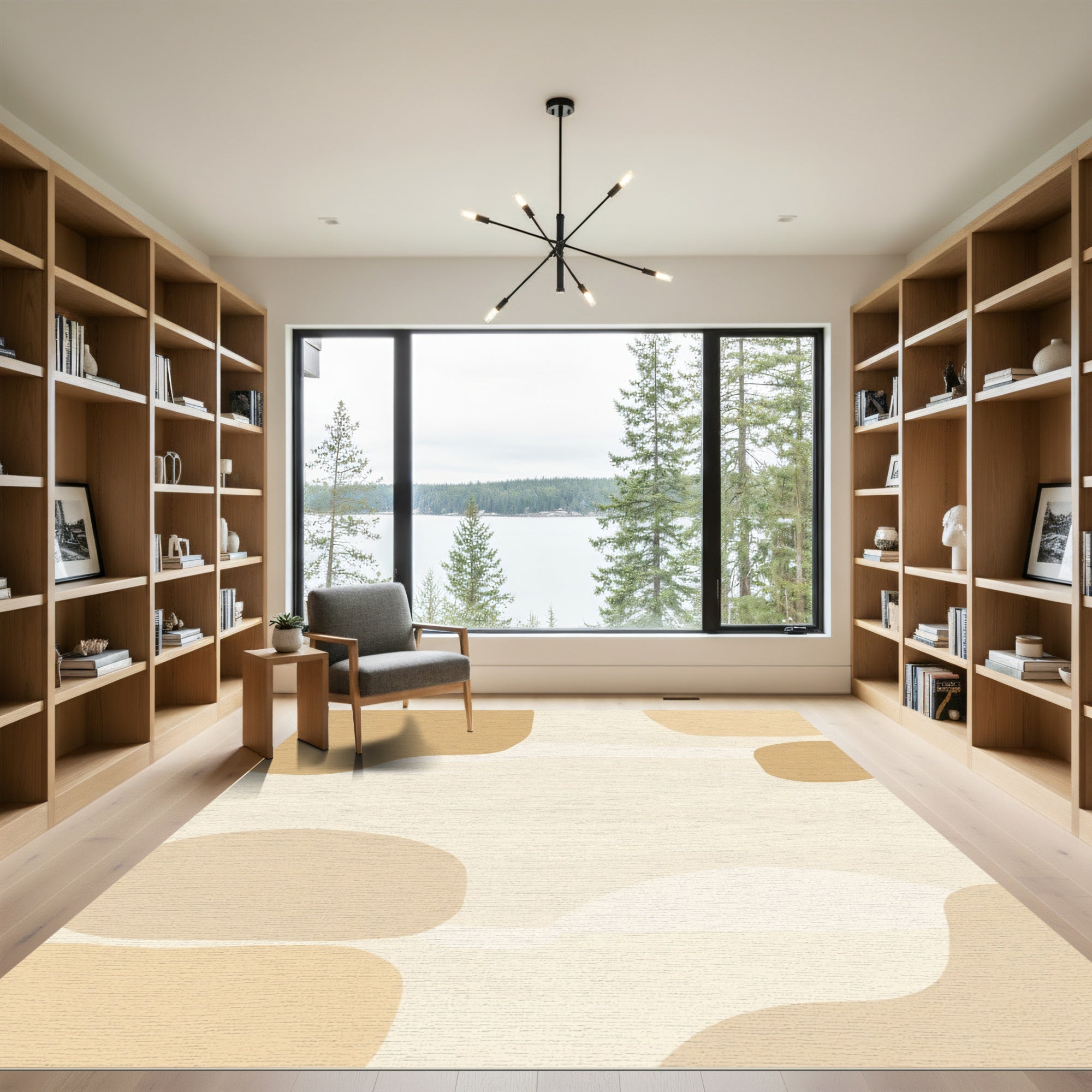 Abstract Ochre Organic Shapes Rug