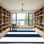 Classic Navy White Stripe Rug
