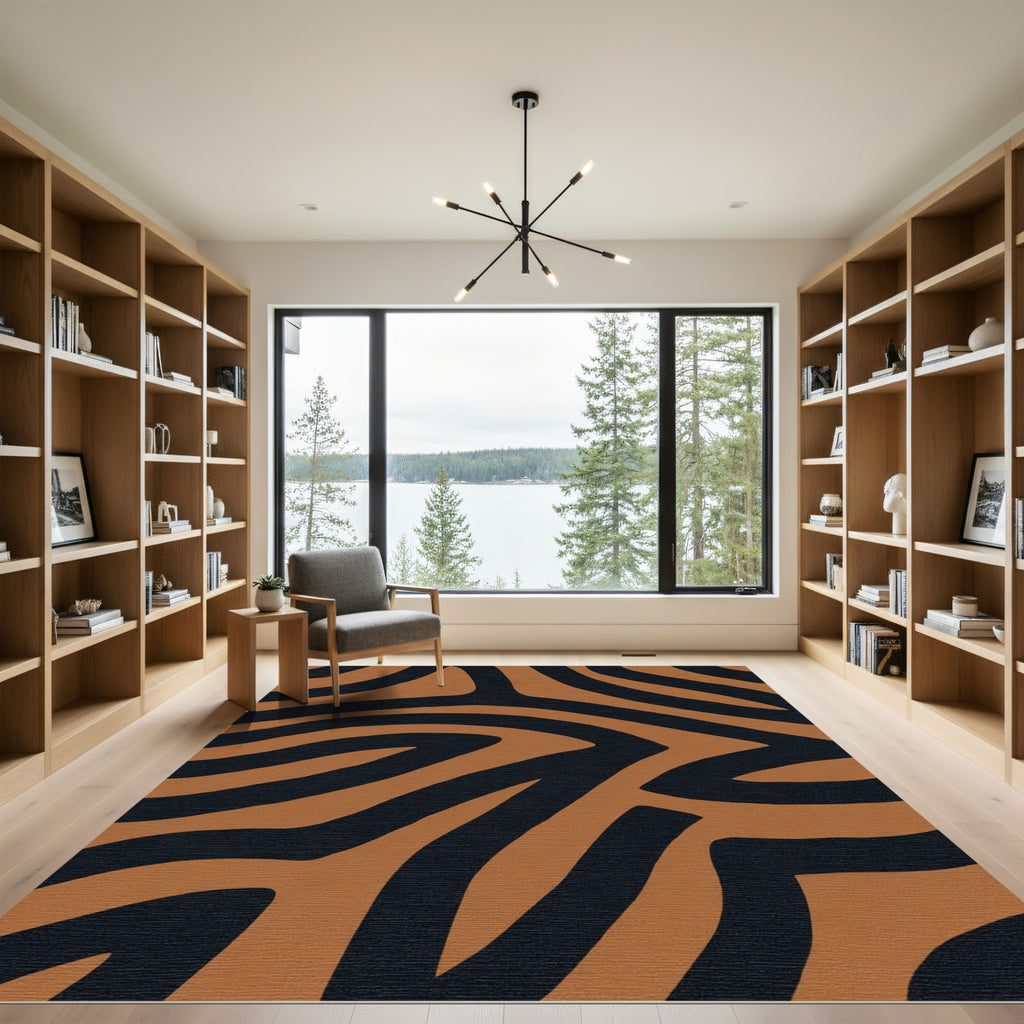 Amber And Black Wild Animal Stripe Rug