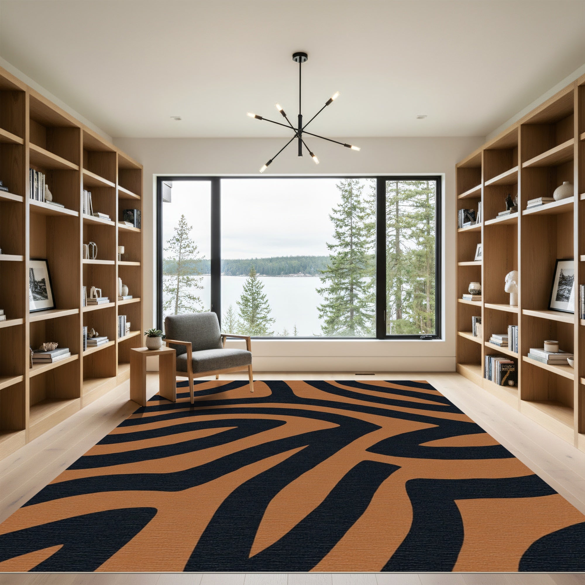 Amber And Black Wild Animal Stripe Rug