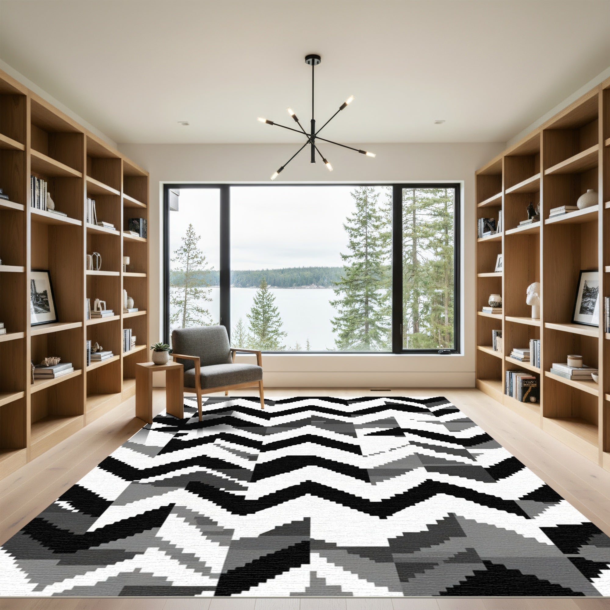 Monochromatic Chevron Patchwork Rug