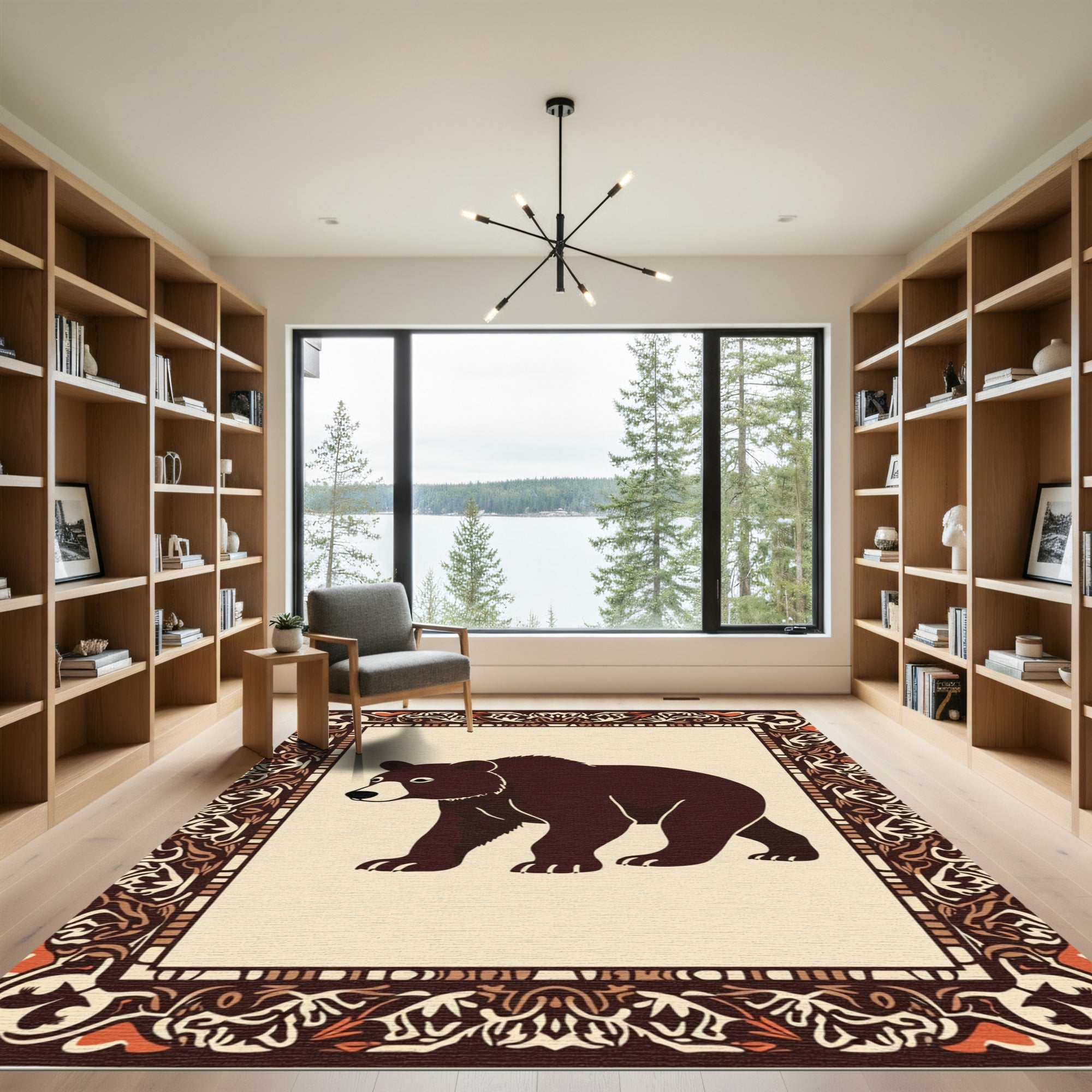 Brown Bear Woodland Border Rug