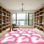 Whimsical Pink Abstract Organic Shapes Rug