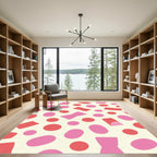 Pink Red Abstract Shapes Confetti Rug