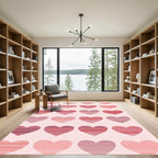 Pink Striped Heart Overlay Rug
