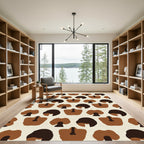 Brown Beige Abstract Mushroom Composition Rug