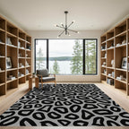 Monochrome Abstract Organic Shapes Rug