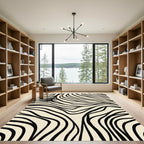 Cream Black Organic Stripe Waves Rug