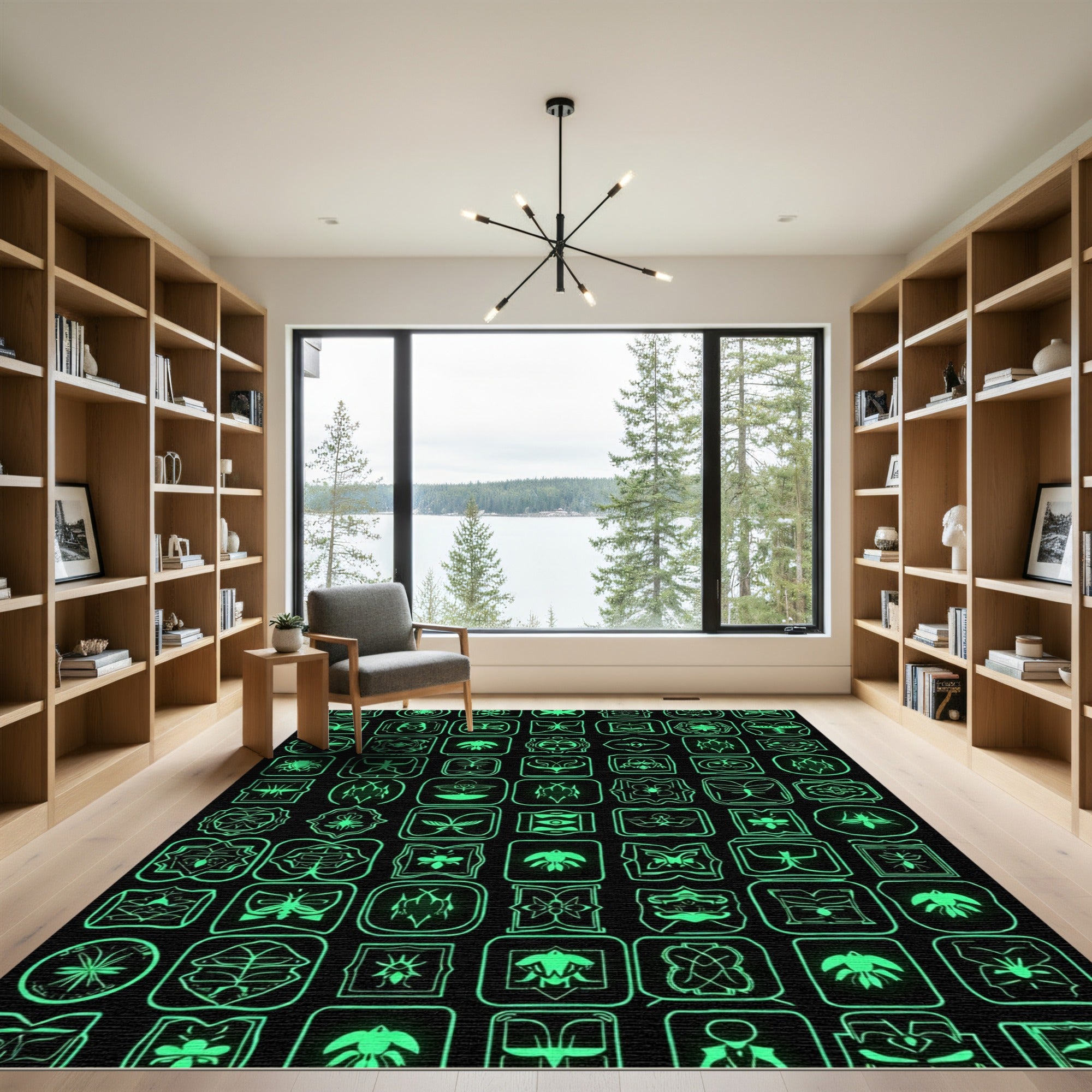 Emerald Neon Insect Collection Rug