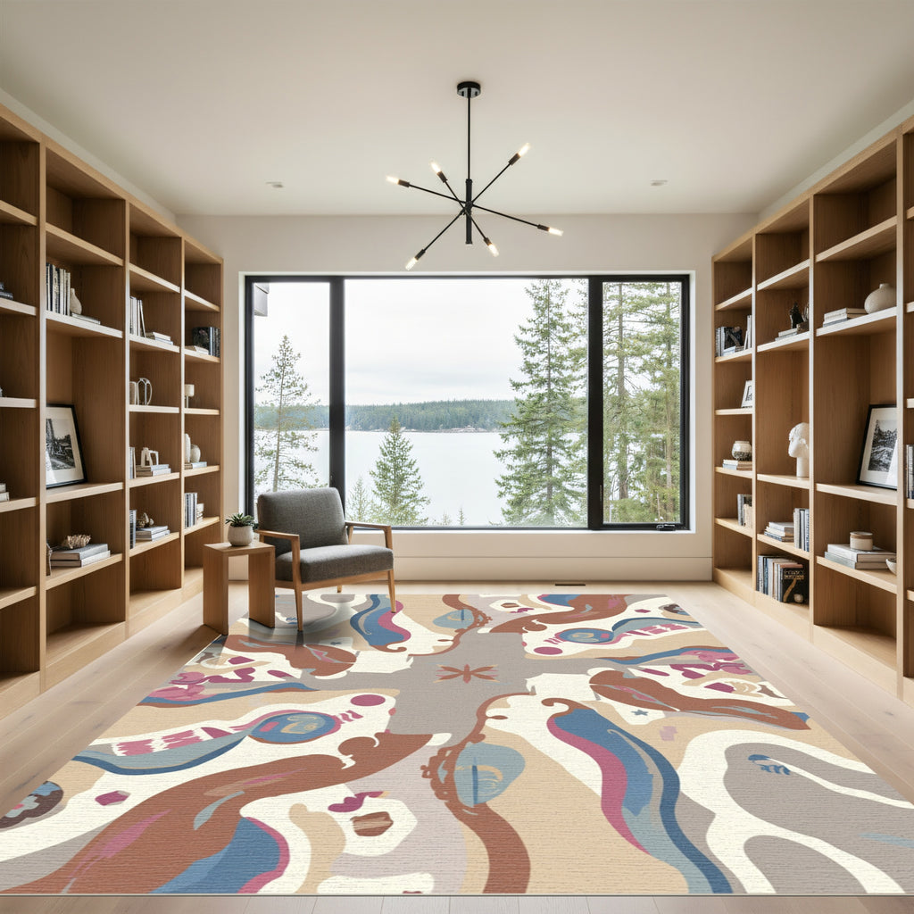 Shifting Abstract Earth Tones Medallion Rug