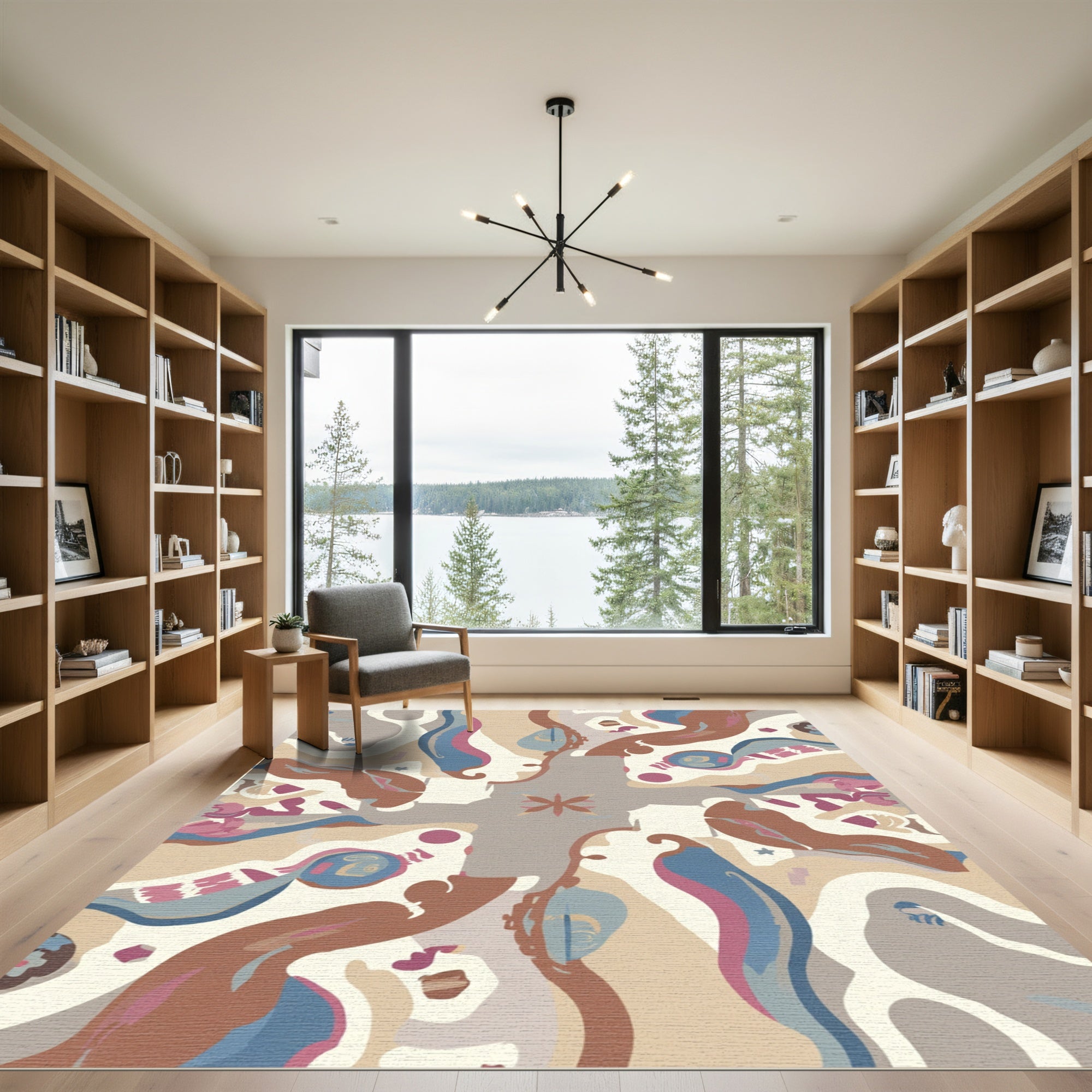 Shifting Abstract Earth Tones Medallion Rug