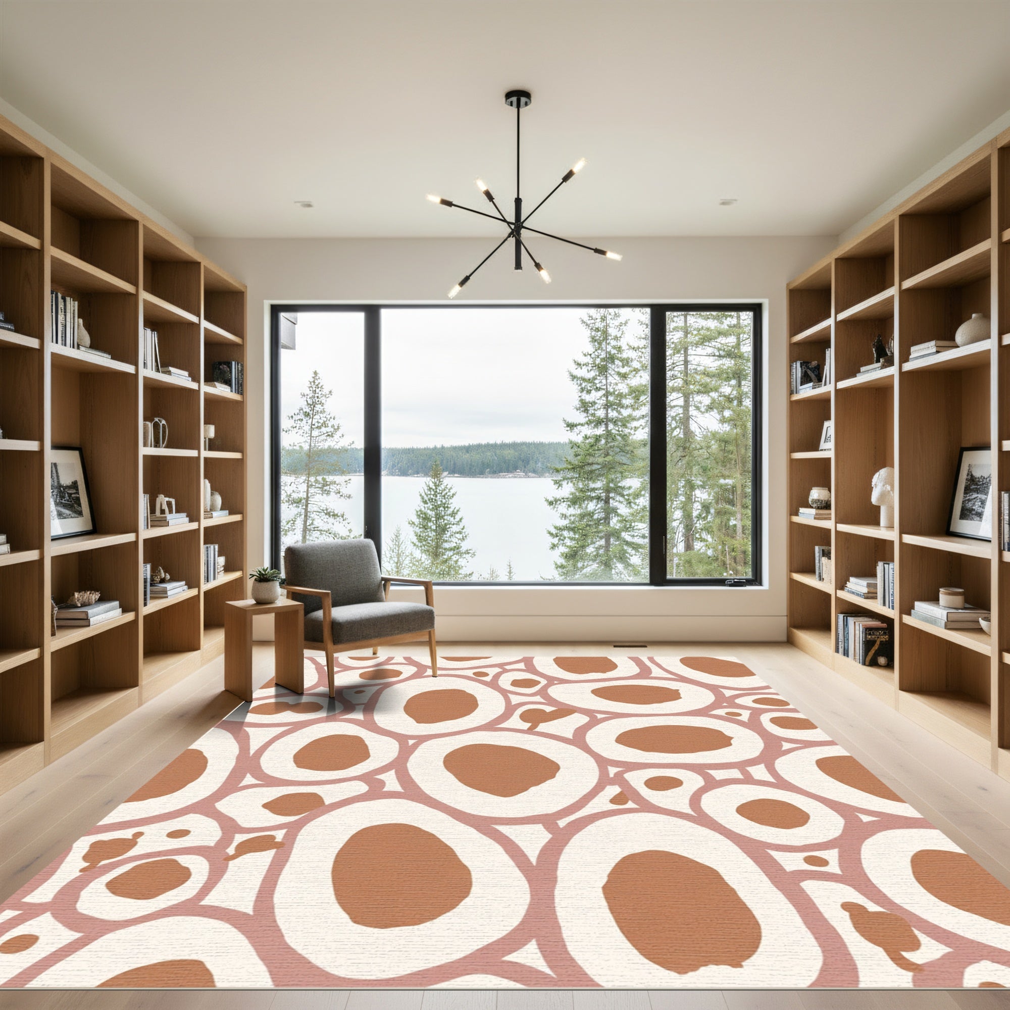 Terracotta Abstract Organic Circles Rug