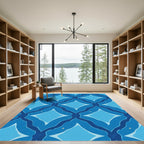 Oceanic Blue Diamond Lattice Rug