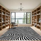 Abstract Black White Zebra Stripes Rug