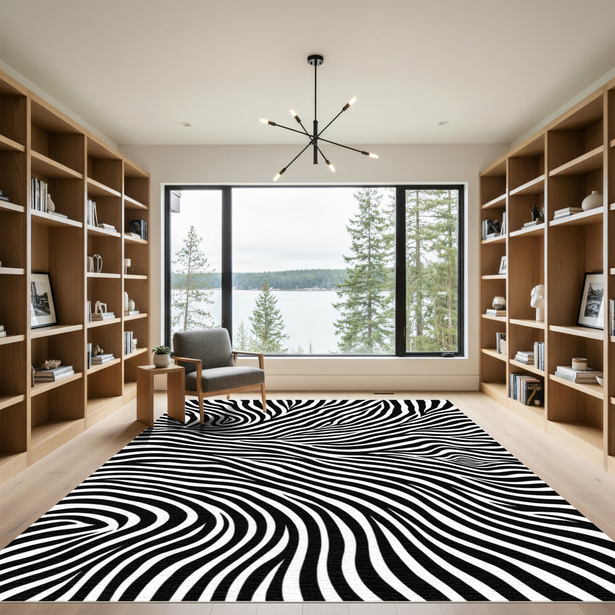 Abstract Black White Zebra Stripes Rug