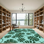 Aqua Green Monstera Leaf Mural Rug