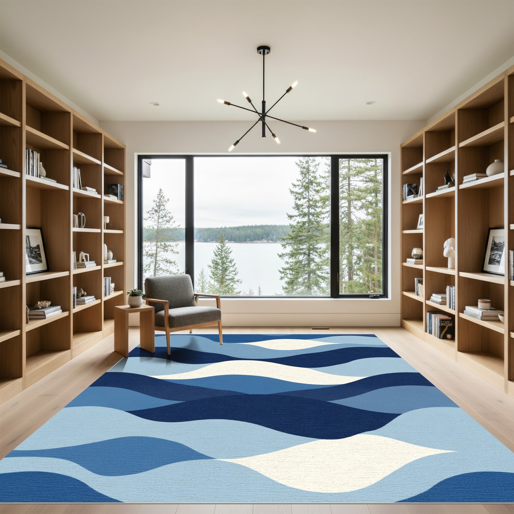 Oceanic Blue Wave Layers Rug