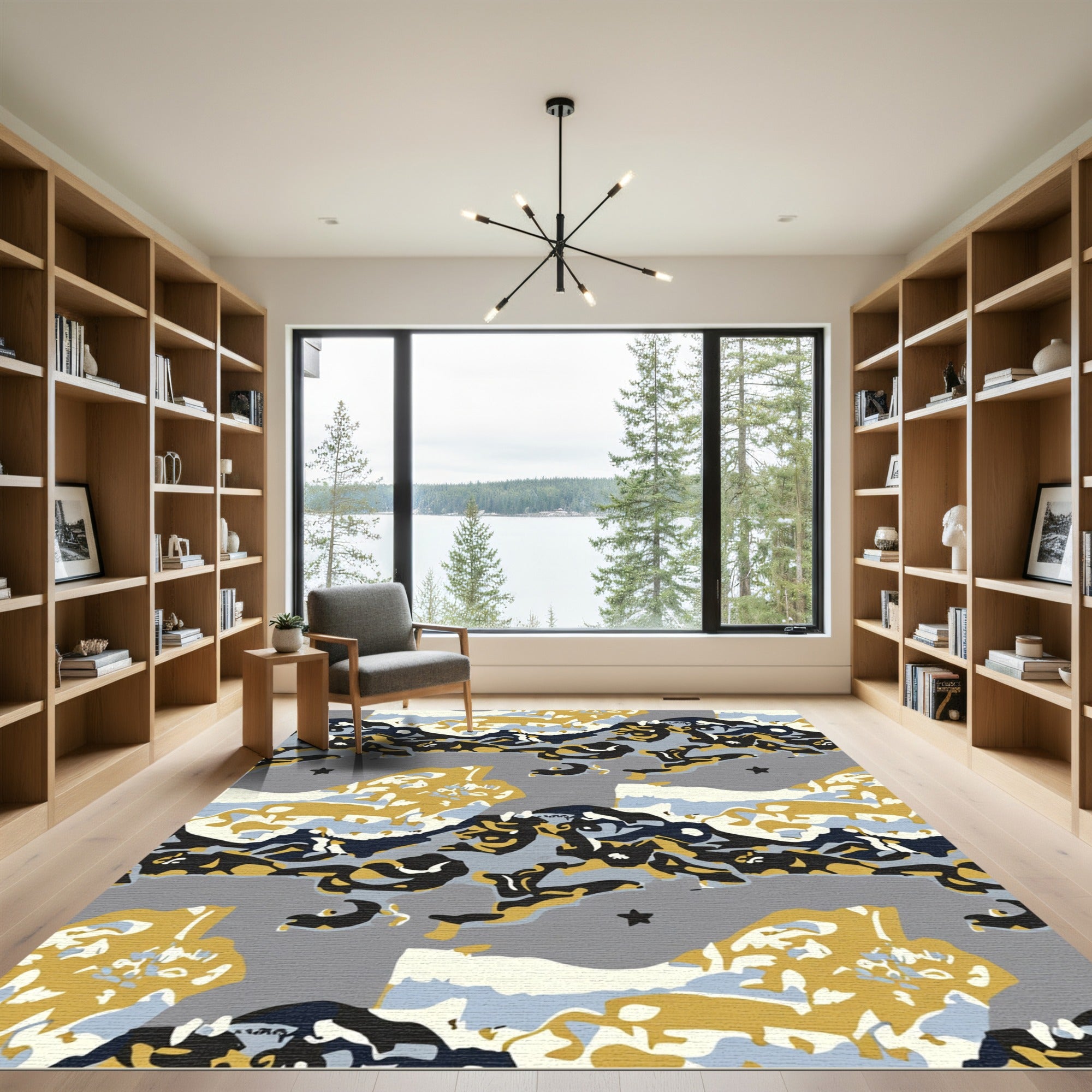 Abstract Landscape Gold Navy Rug