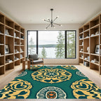 Emerald Teal Gold Medallion Radiance Rug