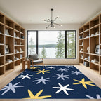 Navy Blue Starburst Scatter Rug