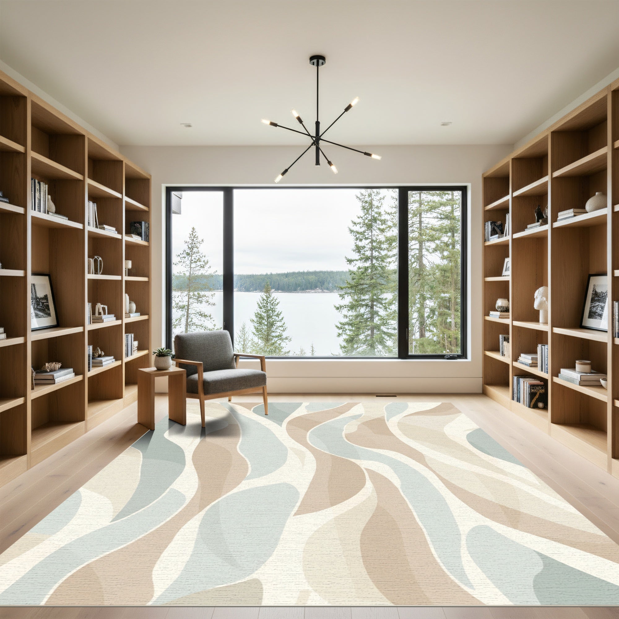 Soft Abstract Flowing Stripes Rug