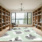Soft Gray Abstract Dog Portrait Rug