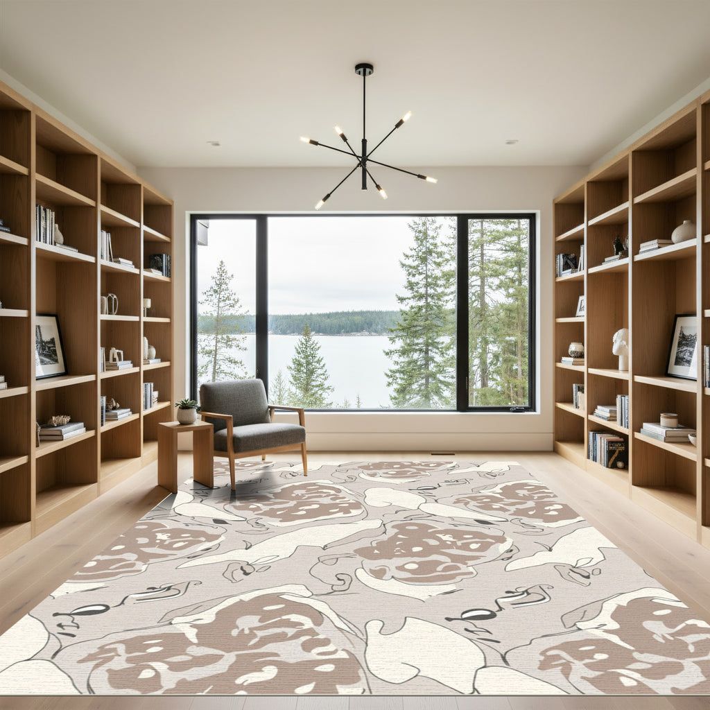 Abstract Beige Organic Flow Rug