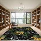 Bold Golden Tiger Foliage Collage Rug