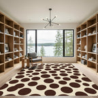 Brown Circles Scattered Cream Background Rug