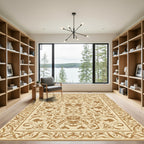 Antique Beige Floral Scroll Border Rug