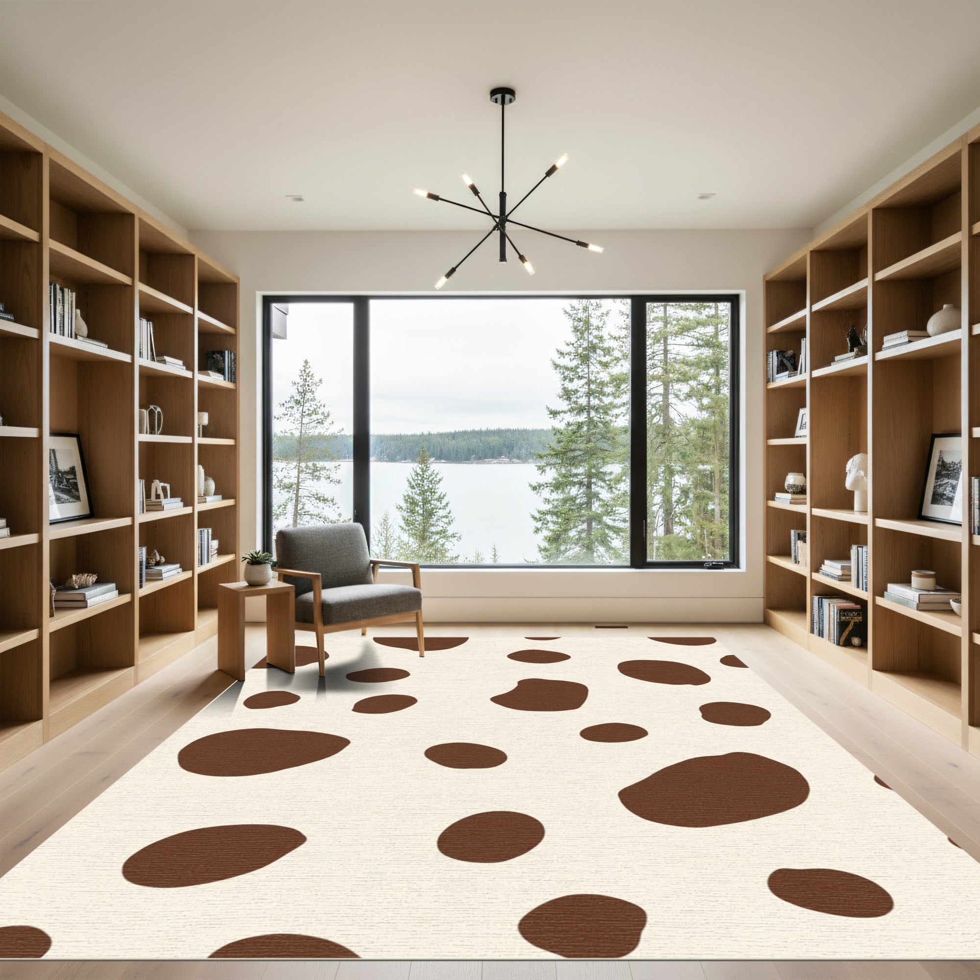 Brown Spotted Cream Irregular Shapes Rug