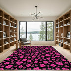 Hot Pink Scattered Floral Collage Rug