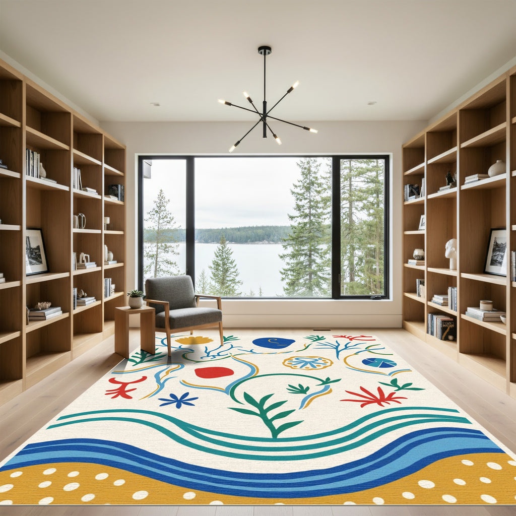 Abstract Coastal Organic Shapes Rug