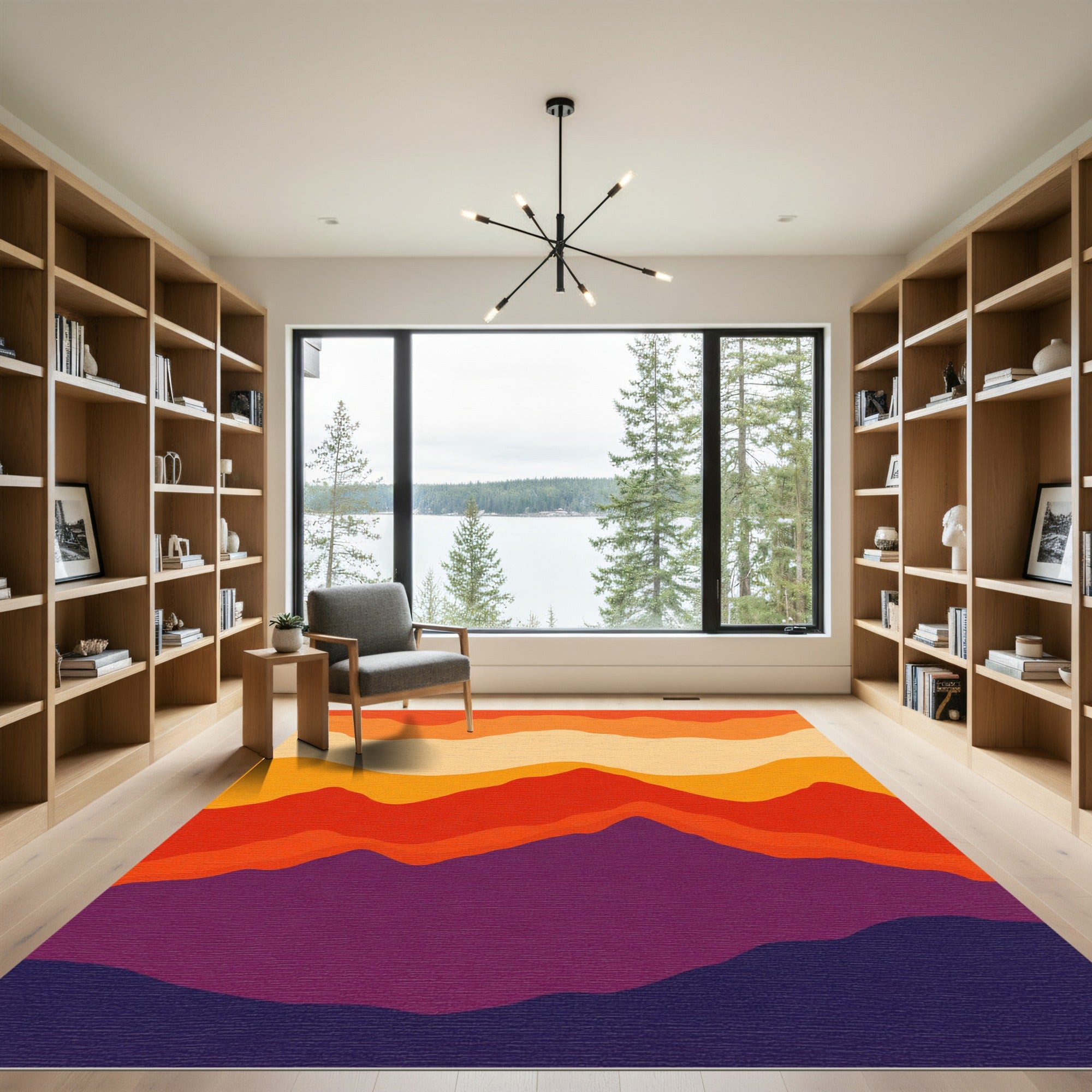 Warm Tones Gradient Mountain Layers Rug