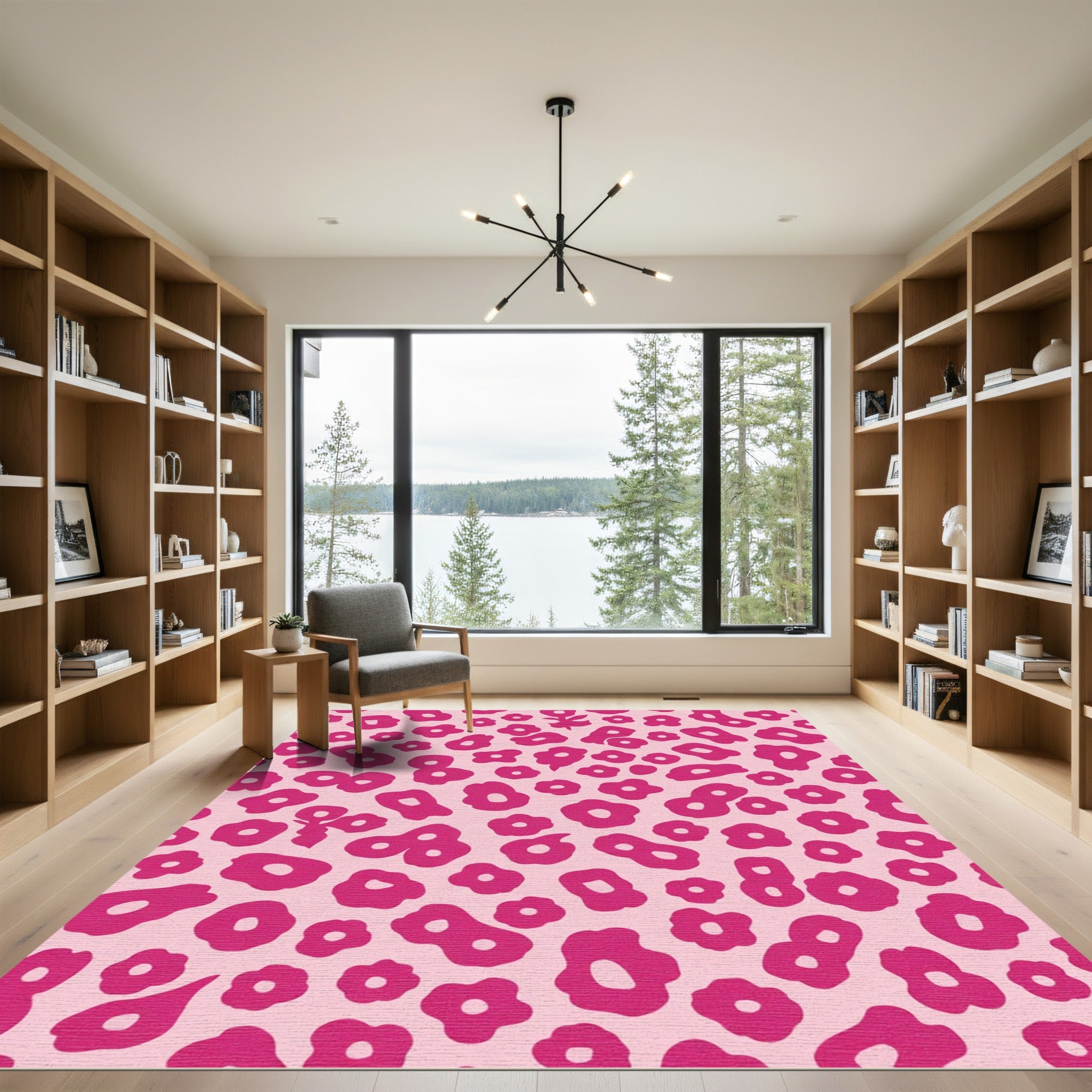 Hot Pink Abstract Blooms Rug