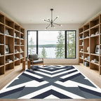 Modern Geometric Chevron Slate Rug