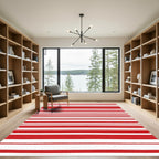 Bold Red White Stripe Ensemble Rug
